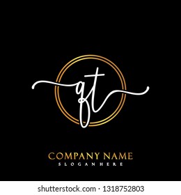QT Initial Handwriting logo template vector