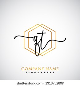 QT Initial Handwriting logo template vector