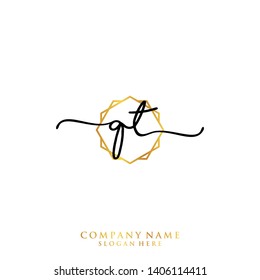 QT Initial handwriting logo template