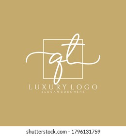 QT Initial handwriting logo template vector