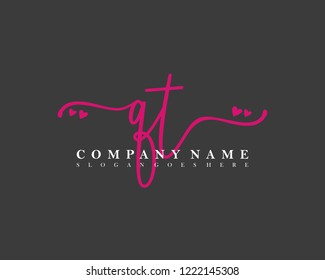 QT Initial handwriting logo vector