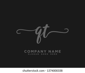 QT Initial Handwriting Logo Vector