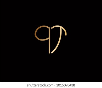 QT initial heart shape gold colored logo