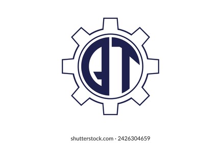 QT initial letter mechanical circle logo design vector template. industrial, engineering, servicing, word mark, letter mark, monogram, construction, business, company, corporate, commercial, geometric