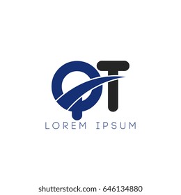 qt initial letter uppercase logo blue and black
