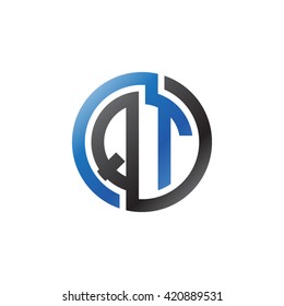 QT initial letters looping linked circle logo blue black