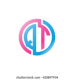 QT initial letters looping linked circle logo pink blue