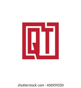 QT initial letters looping linked square logo red