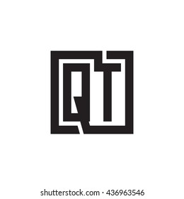 QT initial letters looping linked square monogram logo