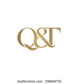 Q&T Initial logo. Ampersand monogram golden logo