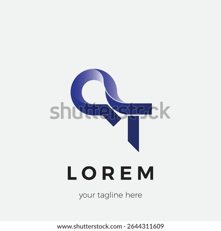 QT initial logo design vector icon template dominant blue gradient color with white background