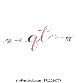 QT Logo inicial escritura a mano moderna moda de lujo