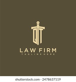 QT initial monogram for lawfirm logo with sword style image
