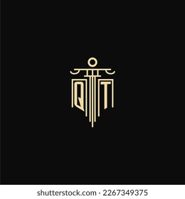 QT initial monogram for lawyers logo with pillar design ideas