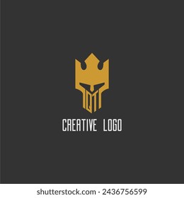 QT initial monogram logo for gaming with creative king spartan image design