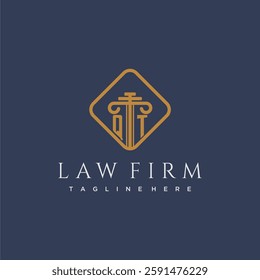 QT initial monogram logo for lawfirm with pillar in creative square design