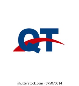 QT initial overlapping swoosh letter logo blue red