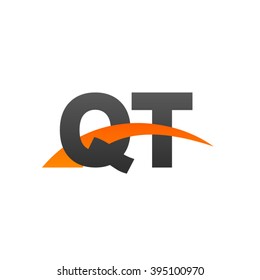 QT initial overlapping swoosh letter logo black orange