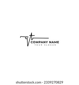 Qt Initial signature logo vector design
