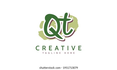 QT Initials, handwriting logo vector