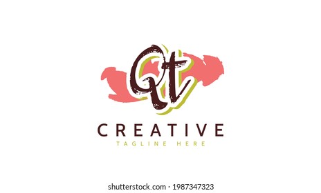 QT Initials, handwriting logo vector