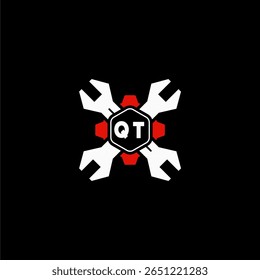 QT Initials Vektor Stok Otomotif Logo Design