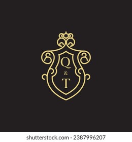 QT line vintage initial logo in high quality professional design that will print well across any print media