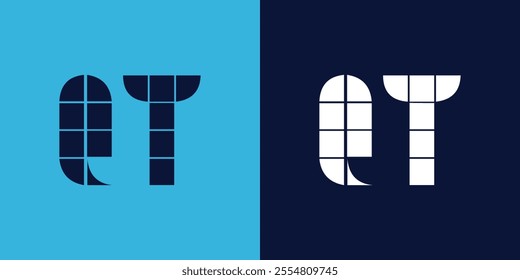 QT logo design with tile shape. Minimalist and modern vector illustration design suitable for business or brand