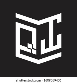 QT Logo Emblem Monogram With Shield Style Design Template Isolated On Black Background
