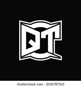 QT Logo monogram with abstract shape design template on black background