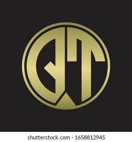 QT Logo monogram circle with piece ribbon style on gold colors