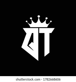 qt logo monogram shield shape with crown design template