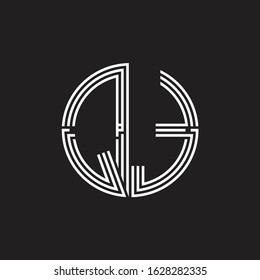 QT Logo monogram triple ribbon style line design template isolated on black background