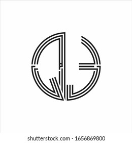 QT Logo monogram triple ribbon style line design template isolated on white background