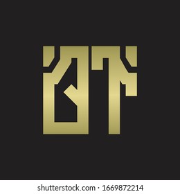 Logotipo QT con una plantilla de diseño de forma escamosa con colores dorados