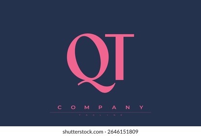QT Modern Initials Logo Design. Branding logo with stylized initials showcasing bold design and modern aesthetic. Ideal for professional business branding or creative projects focusing on minimalistic