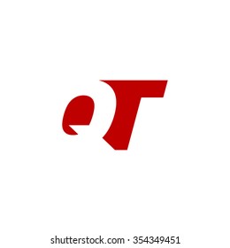 QT negative space letter logo red