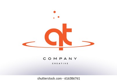 QT Q T creative orange swoosh dots alphabet company letter logo design vector icon template
