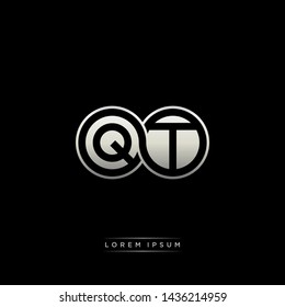 QT Q T initial letter linked circle capital monogram logo modern template silver color edition
