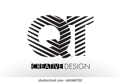 QT Q T Lines Letter Design with Creative Elegant Zebra Vector Illustration.