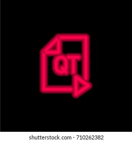 Qt red glowing neon ui ux icon. Glowing sign logo vector