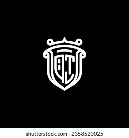 QT shield initial monogram with high quality professional design that will print well