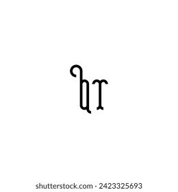 QT einfaches gebogenes Konzept, anfängliches Logo, schwarz-weißer Hintergrund
