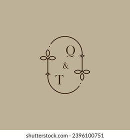 QT wedding initial logo in high quality professional design that will print well across any print media