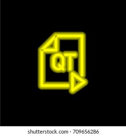 Qt yellow glowing neon ui ux icon. Glowing sign logo vector