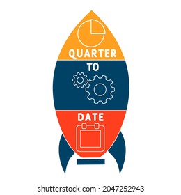 QTD - Quarter To Date acronym. business concept background.  vector illustration concept with keywords and icons. lettering illustration with icons for web banner, flyer, landing 
