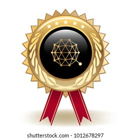 Qtum Coin Cryptocurrency Gold Badge