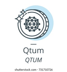 Qtum cryptocurrency coin line, icon of virtual currency vector