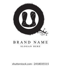 QU abstract logo design, Broken pieces forming the letter QU