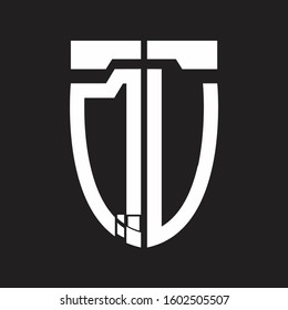 QU Abstract logo monogram with emblem style isolated on black background
